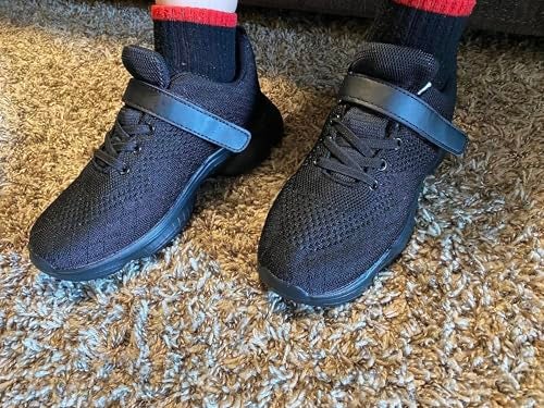 MURDESOT Kids Shoes Toddler Boys Girls Athletic Running Sports Strap Sneakers for Toddler/Little Kid/Big Kid 11 All Black - Image 3