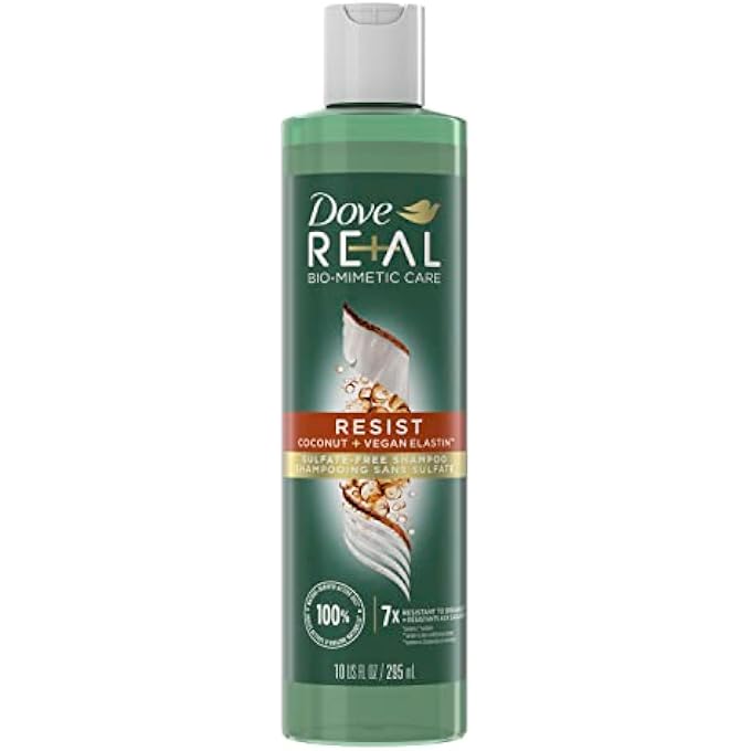 Dove RE+AL Bio-Mimetic Care Shampoo For Breakage-Prone Hair Resist Sulfate-Free Shampoo With Coconut + Vegan Elastin 10oz