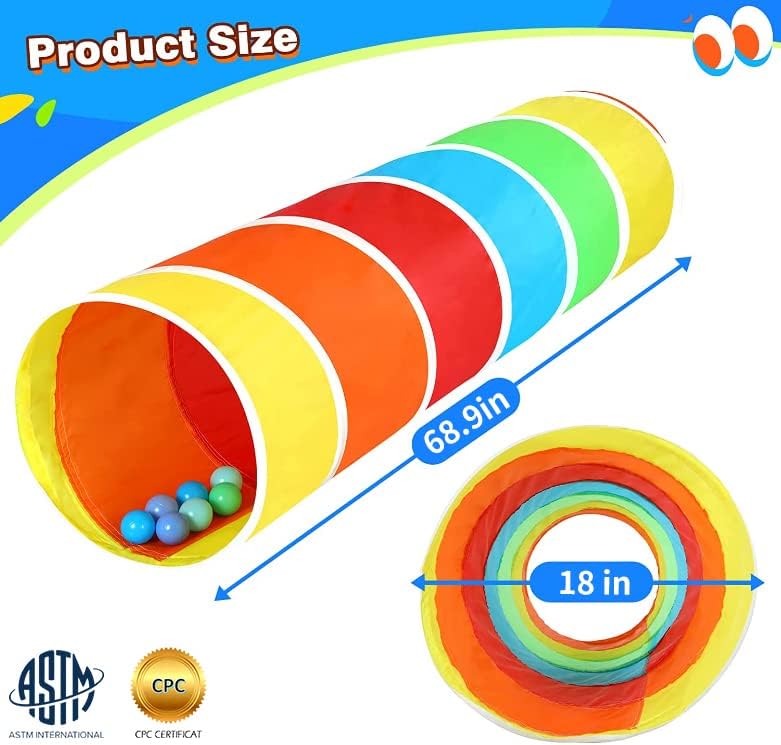 Moncoland Kids Play Tunnel Tent for Toddlers, Colorful Pop Up Crawl Tunnel Toy for Baby or Pet with Breathable Mesh, Collapsible Gift for Boy and Girl Play Tunnel Indoor and Outdoor Game - Image 4