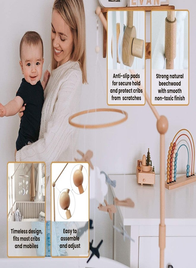 Sorrel + Fern Baby Crib Mobile Arm Wooden Holder - Baby Mobile Hanger for Crib (31 inch, 100% Natural Beechwood) Strong Anti Slip - Nursery Decor & Gift Accessories (Original) - Image 4