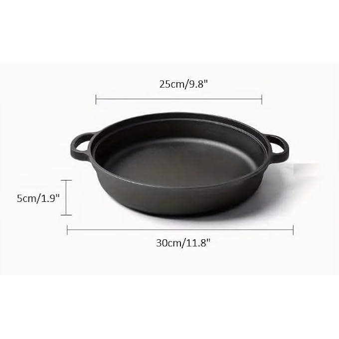 ريحني مقلاة من الحديد الزهر، مُجهزة مسبقًا، مثالية لخبز الروتي والباراثا والفطائر، مقلاة متعددة الاستخدامات للشواء والقلي والتحمير، آمنة للاستخدام في الحث الحراري، مقلاة 25 سم بمقابض من الحديد الزهر المزدوج - Image 4