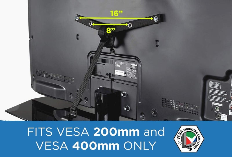Mount-It! أحزمة أمان التلفاز من ماونت إت لحماية الأطفال والرضع ومنع الانقلاب وحماية من الزلازل موصلات معدنية ثقيلة تأمين للتلفاز والحوائط باللون الأسود - Image 4