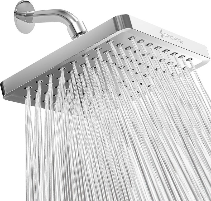 SparkPod Shower Head - High Pressure Rain - Premium Quality Luxury Design - 1-Min Install - Easy Clean Adjustable Replacement for Your Bathroom Shower Heads (Luxury Polished Chrome, 8 Inch Square) - Image 1