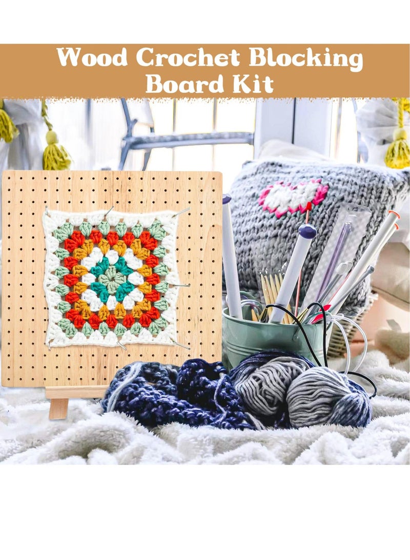 Wooden Crochet Blocking Board, Crochet Blocking Board, Bamboo Blocking Board for Knitting Crochet (20pcs steel rod + 5pcs big eye steel needle) - Image 2