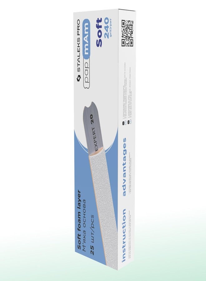STALEKS PRO Expert 20 PapmAm Disposable White Nail Files (240 Grit, 25 Pcs) - Glueless Soft Foam Abrasive Covers for Nail Polishing & Coating Prep - Image 1