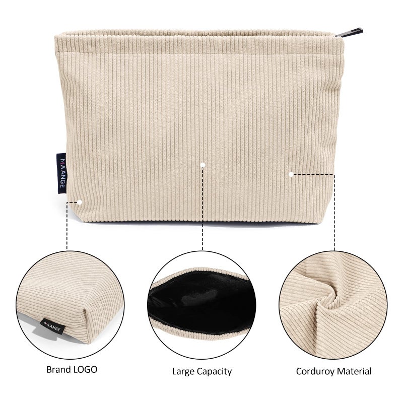 MAANGE Cosmetic Bags for Women Small Makeup Bag for Purse Corduroy Makeup Pouch Travel Makeup Bag with Metal Zipper Make Up Bag for Travelling Preppy Stuff - Image 3