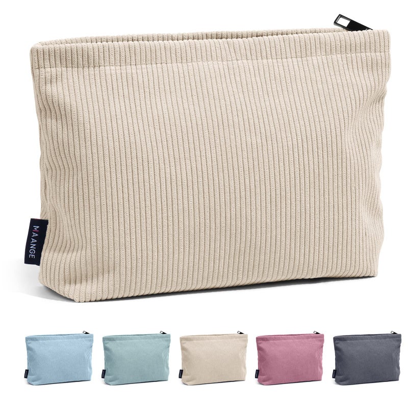 MAANGE Cosmetic Bags for Women Small Makeup Bag for Purse Corduroy Makeup Pouch Travel Makeup Bag with Metal Zipper Make Up Bag for Travelling Preppy Stuff - Image 1