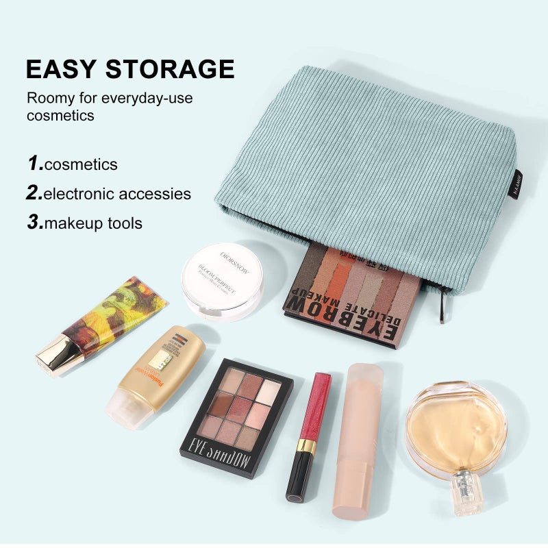 MAANGE Cosmetic Bags for Women Small Makeup Bag for Purse Corduroy Makeup Pouch Travel Makeup Bag with Metal Zipper Make Up Bag for Travelling Preppy Stuff - Image 5