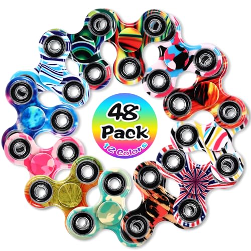 SCIONE 48 Pack Fidget Spinner Goodie Bag Anxiety Stress Relief Fidget Toy PackHand Spinner Party Favors for Kid Adult Stocking Stuffer Easter Basket Stuffers Classroom Prizes - Image 5