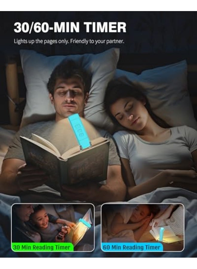 نيبمينينت مصباح قراءةRechargeable USB قابل لإعادة الشحن للقراءة في السرير، مصباح قراءة LED محمول مثبت على الكتاب، مؤقت 30/60 دقيقة، 3 ألوان كهرمانية، 5 درجات سطوع قابلة للتعتيم، 5 علامات لمغناطيس، للأطفال، لمحبّي القراءة ليلاً (أزرق) - Image 4