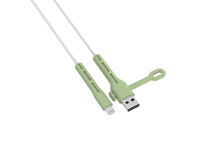 Cable Protector with Silicone in White with Decorative Design Anti Bend Protection and Daily Cable Care - Lilac Ribbon - Image 1