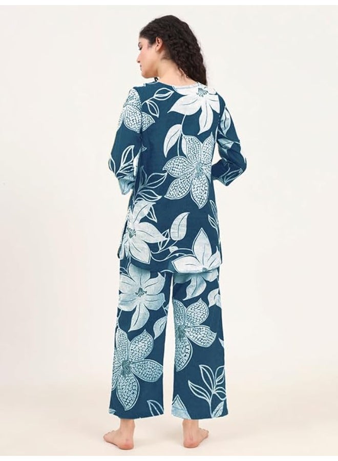 Pinkmint store Cotton Co Ord Set for Women l 3/4 Sleeve Printed Comfortable & Stylish Trendy Top & Bottom XL - Image 4
