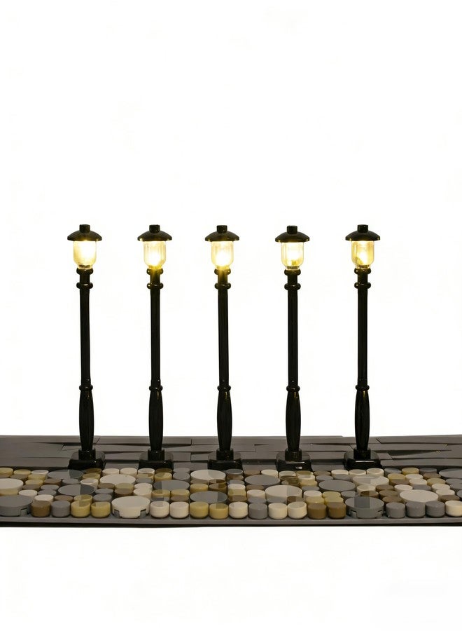 LightGo Brick Street Light DIY Kit for Lego Modular Buildings - Set of 5 Lights to Customize Your City Layout, Plug & Play (Classic Black) - Image 1