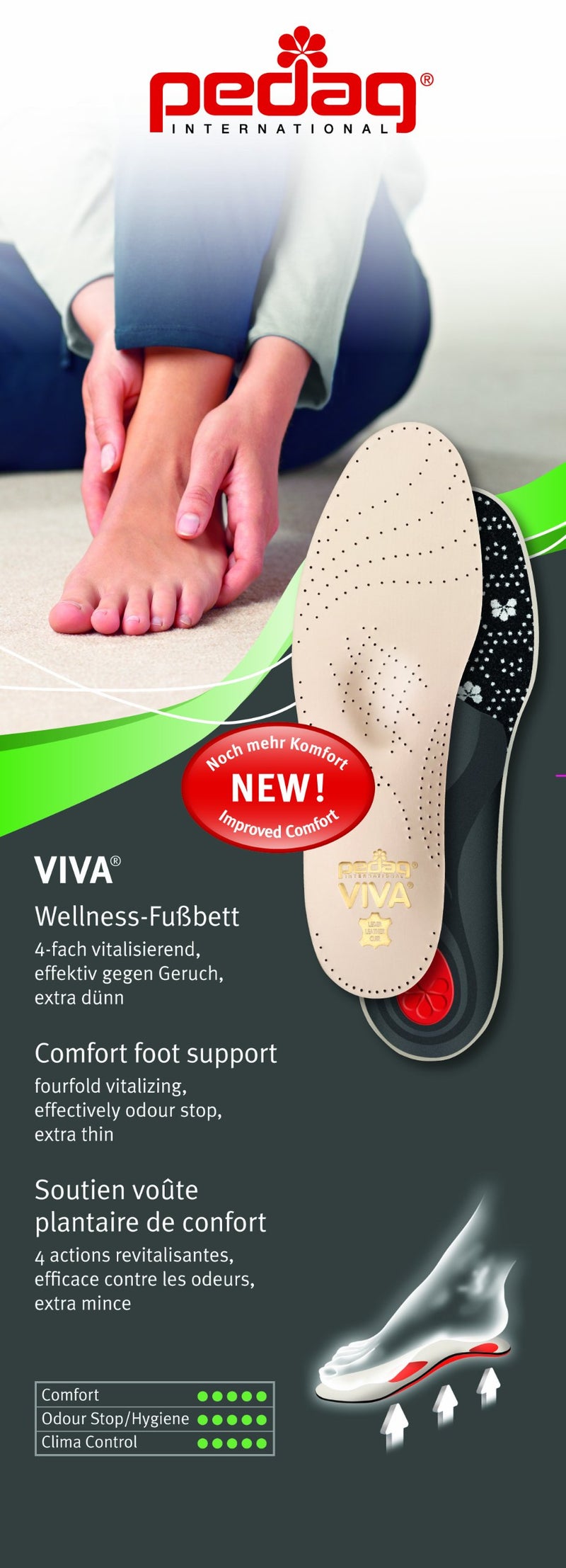 Pedag Viva | Leather Arch Support Inserts | Handmade in Germany | Plantar Fasciitis Relief | Metatarsal Pad | Heel Cushion | Activated Charcoal for Odor | Tan | Women US 10/ Men 7/ EU 40 - Image 2