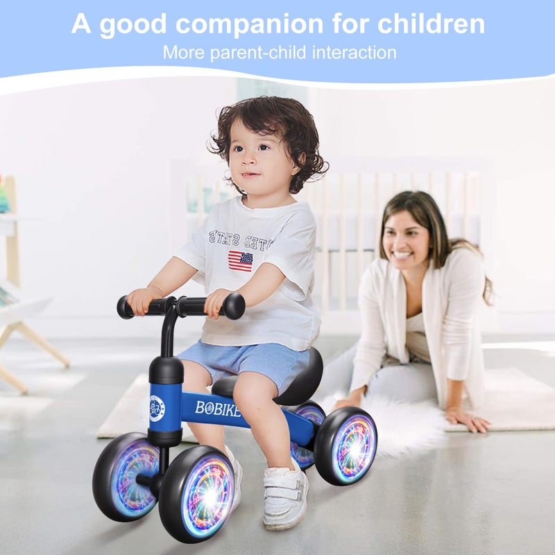 Bobike Baby Balance Bike Toys for 12-36 Months Kids Toy Boy and Girls Gifts Toddler Best First Birthday Gift Children Walker No Pedal Infant 4 Wheels Bicycle (Colorful, Blue-Light) - Image 2