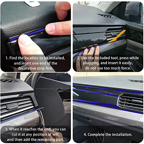 OSIFIT Car Interior Trim Strips,Universal 33ft Car Electroplating Decoration Styling Door Dashboard, Flexible Interior Trim Accessories with Installing Tool(Blue) - Image 4