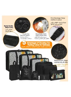 Anmi 10 Set Travel Luggage Bags Packing Organizers Set with Hanging Toiletry Bag Compression Pouches Clothes Suitcase with Toiletry Bag for Man Women (Elegance Black)  - Image 5
