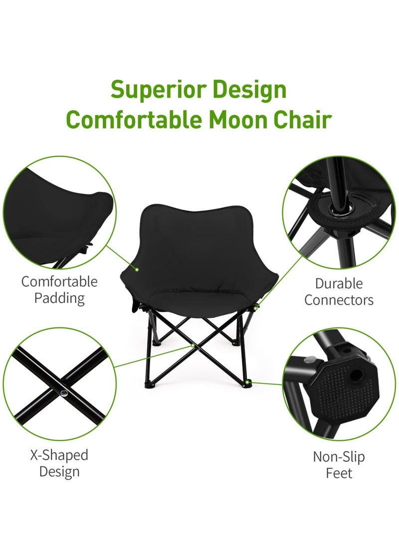 LINGWEI Folding Camping Chair Portable Moon Chair with Side Pocket & Carry Bag Lightweight & Durable Outdoor Chair - Image 5