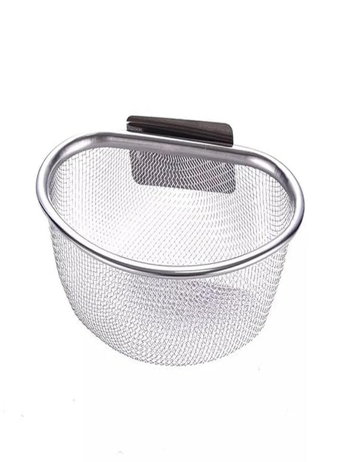 QUMAZZ Small Steel Kitchen Sink Drainer Basket - Multifunctional Storage Shelf Rack, Wall-Mounted Basket, Stainless Steel Sink Strainer - Image 1