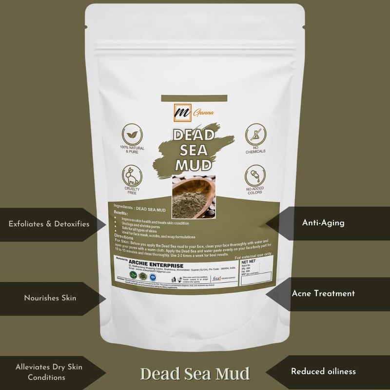 mGanna 100% Natural Dead Sea Mud/Clay Powder 0.5Lbs for Face Masks, Skin firming, Creams, Scrubs and Soap Making - Image 5