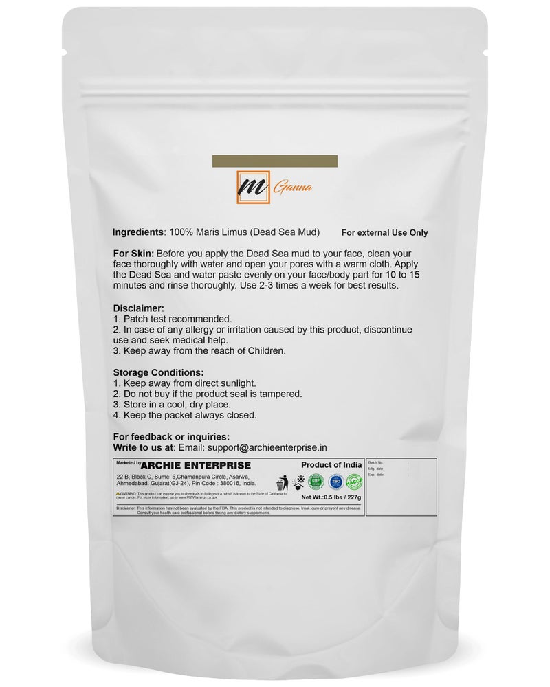 mGanna 100% Natural Dead Sea Mud/Clay Powder 0.5Lbs for Face Masks, Skin firming, Creams, Scrubs and Soap Making - Image 2