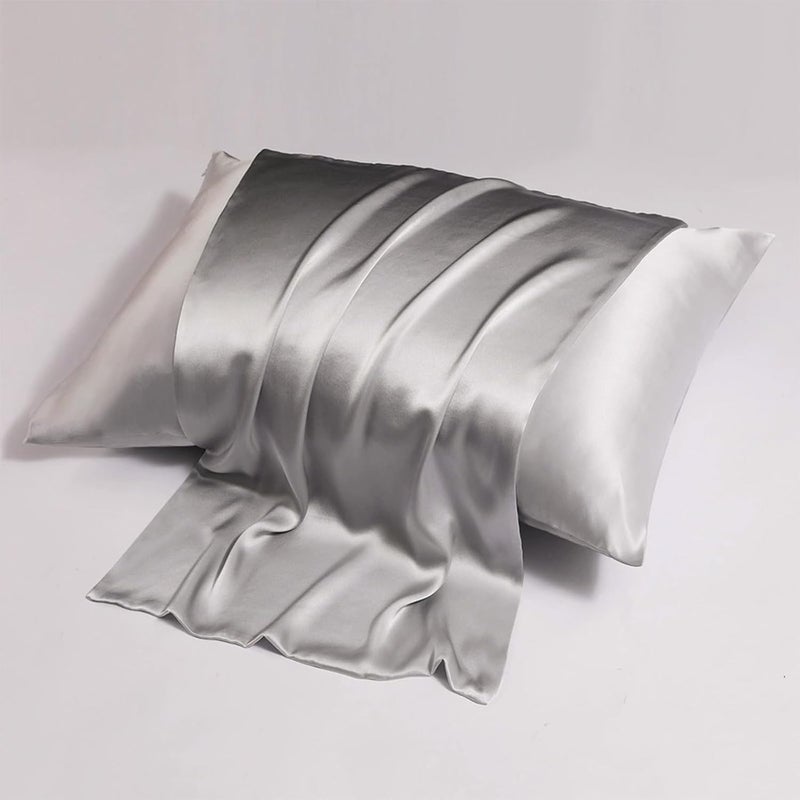 Nan Standard Size Satin Pillowcase for Hair and Skin - Silky Cooling Pillow Case with Envelope Closure (20x26 Inches, Gray) - Image 1