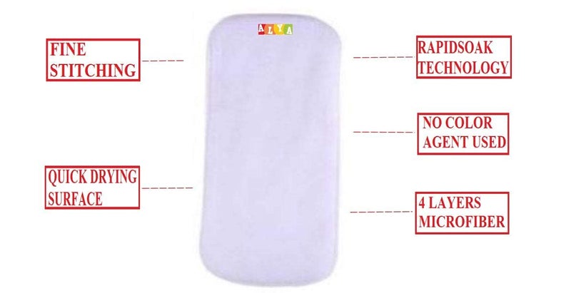 Alya 5 Layer White Microfiber Inserts Liners Wetfree Reusable Washable Cotton Diaper Nappy Inserts Natures Cloth Diaper Liner for Baby Cloth Diapers(PACK OF) (WHITE,PACK OF 6) - Image 2
