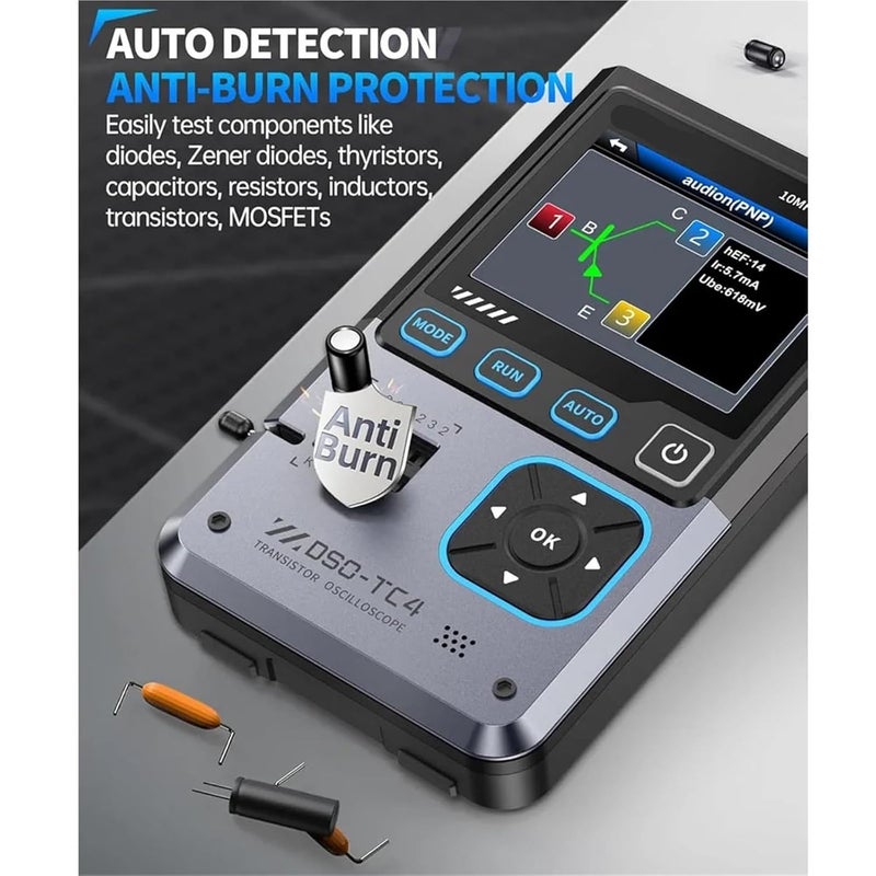 Digital Multimeter, DSO-TC4 Transistor Tester Digital Oscilloscope DDS Signal Generator 3 in 1,10MHz Bandwidth 48MSa/s Sampling Rate,for Home and Industrial Electrical Issues - Image 4