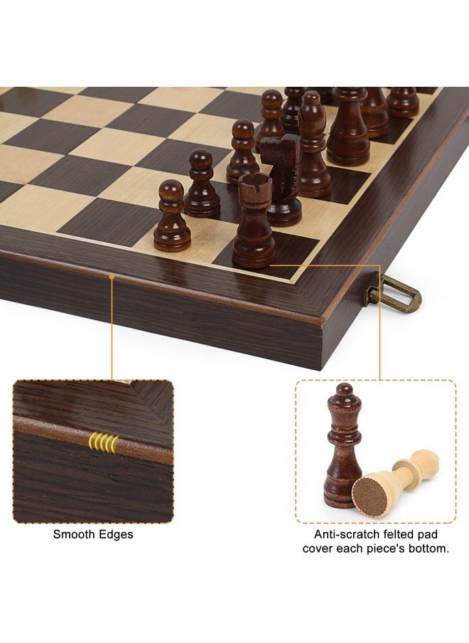 LEAP 15 Inch Wooden Folding Chess / 3 Inch King Height Chess Pieces, Portable Travel Chess Board Folding Board - Artificial Ebony & Maple Inlay  - Image 4