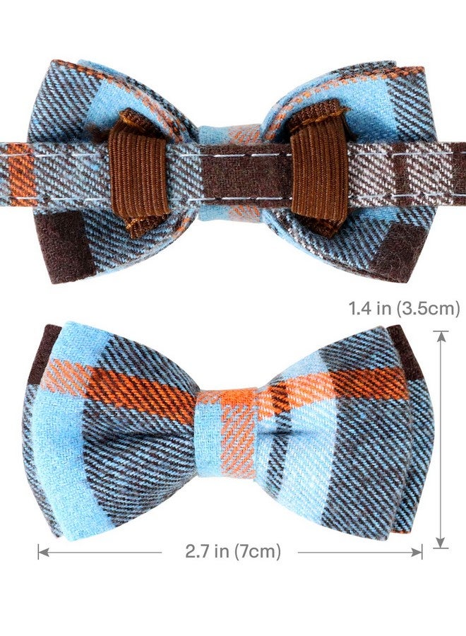 Joytale Upgraded Cat Collar With Bells, Breakaway Cat Collars With Bow Tie, 1 Pack Girl Boy Safety Plaid Kitten Collars, Haze Blue  - Image 4