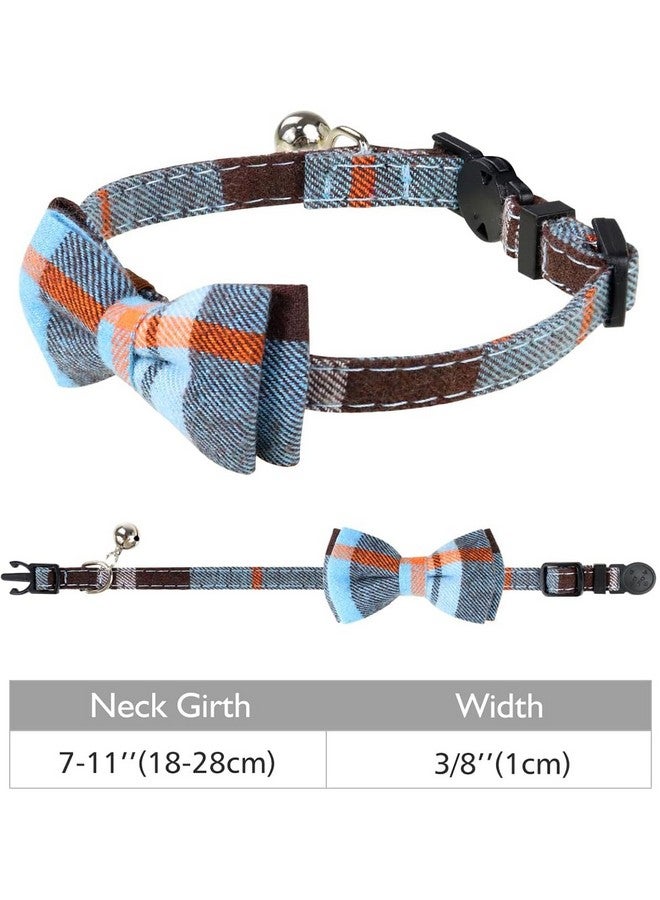 Joytale Upgraded Cat Collar With Bells, Breakaway Cat Collars With Bow Tie, 1 Pack Girl Boy Safety Plaid Kitten Collars, Haze Blue  - Image 5
