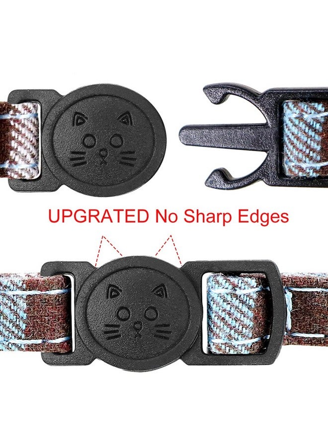Joytale Upgraded Cat Collar With Bells, Breakaway Cat Collars With Bow Tie, 1 Pack Girl Boy Safety Plaid Kitten Collars, Haze Blue  - Image 3