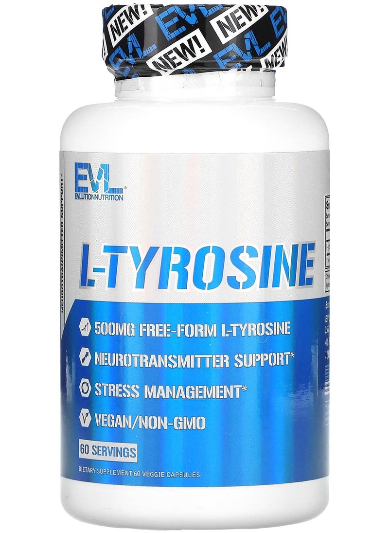 EVLUTION NUTRITION L-Tyrosine, 500 mg, 60 Veggie Capsules 