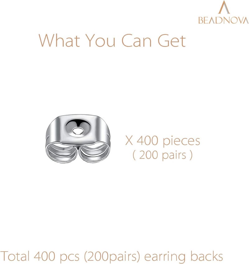 BEADNOVA Earring Backs 400pcs Stainless Steel Earring Backings for Studs Hypoallergenic Surgical Locking Ear Backs for Posts - Image 3