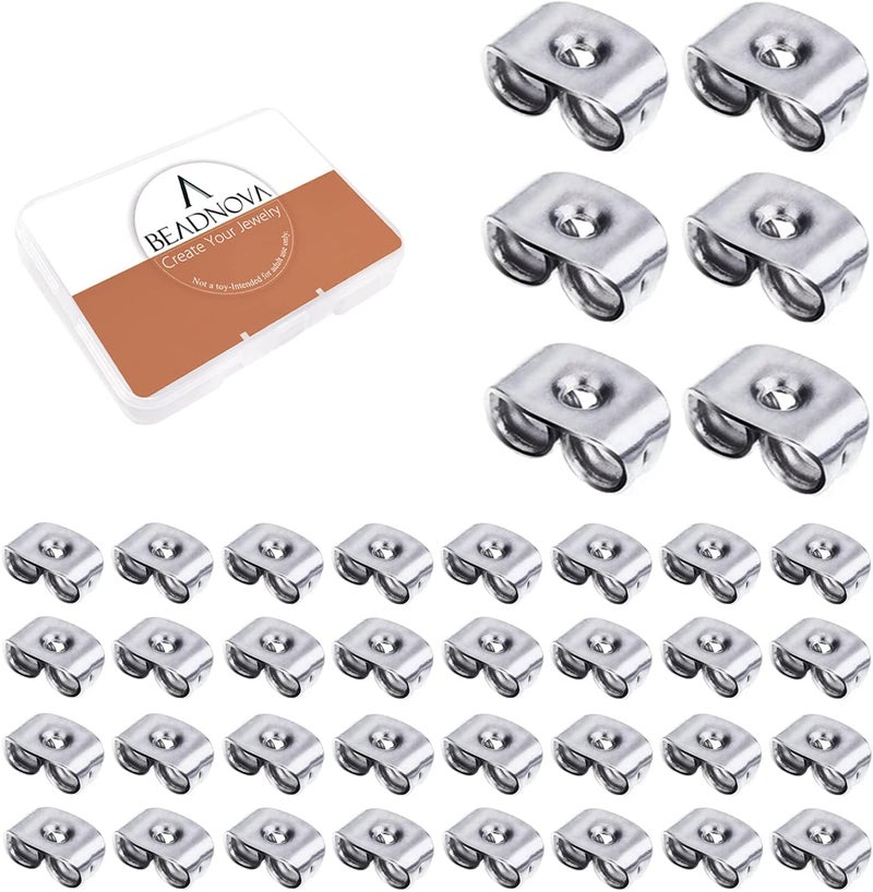 BEADNOVA Earring Backs 400pcs Stainless Steel Earring Backings for Studs Hypoallergenic Surgical Locking Ear Backs for Posts - Image 1