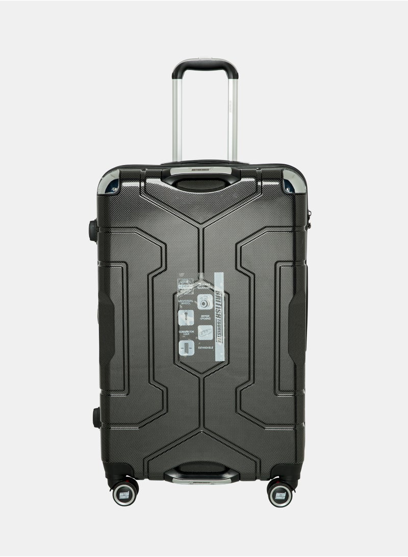 السياحية البريطانية حقيبة سفر من مادة ABS بقشرة صلبة (كبيرة، 28 إنش) مع طبقة قابلة للتوسيع – حقيبة خفيفة الوزن مزودة بعجلات دوارة، ترولي للسفر (أسود) - Image 1