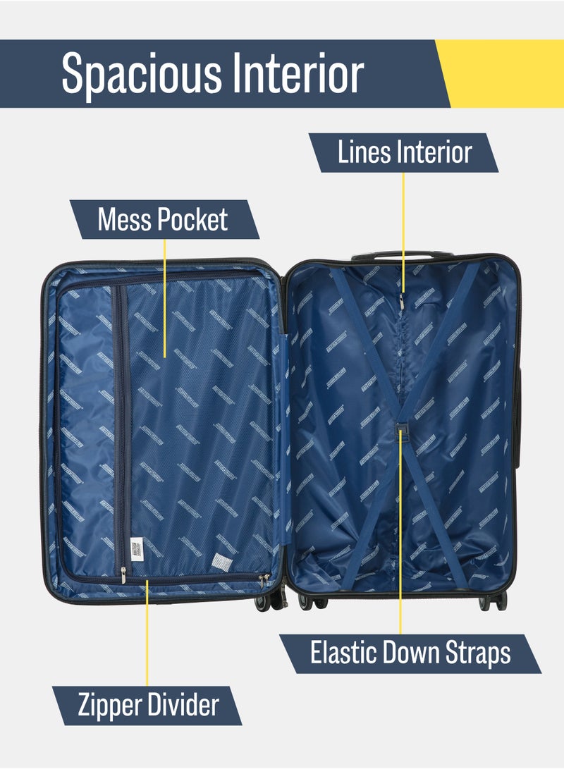 السياحية البريطانية حقيبة سفر من مادة ABS بقشرة صلبة (كبيرة، 28 إنش) مع طبقة قابلة للتوسيع – حقيبة خفيفة الوزن مزودة بعجلات دوارة، ترولي للسفر (أسود) - Image 5