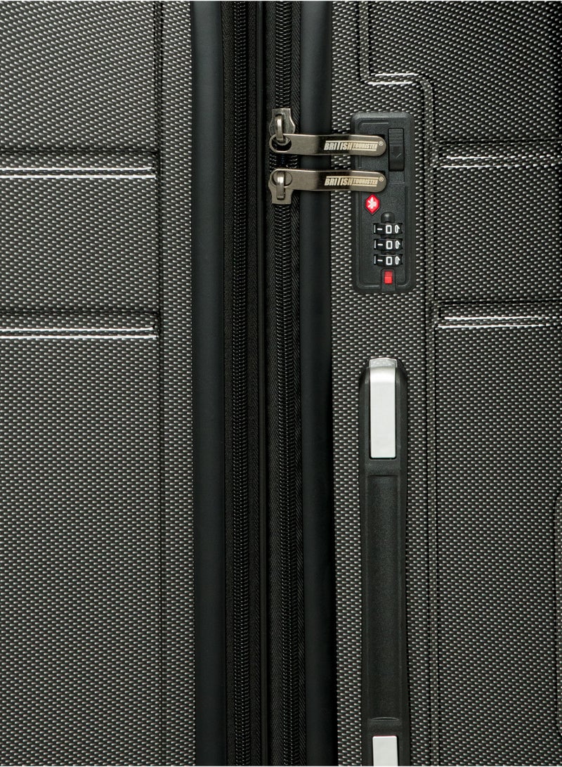 السياحية البريطانية حقيبة سفر من مادة ABS بقشرة صلبة (كبيرة، 28 إنش) مع طبقة قابلة للتوسيع – حقيبة خفيفة الوزن مزودة بعجلات دوارة، ترولي للسفر (أسود) - Image 3