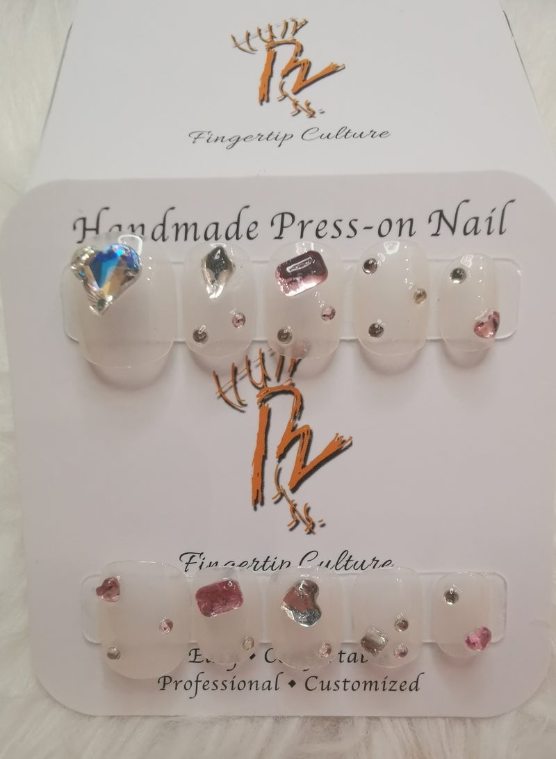 Binzo Beauty Handmade Press On Nails, 10pcs, Nails Art , Acrylic Nails, False Nails, Luxury Collection, Luxury Nails Arts, New Accessories， Wedding Nails，Party Nails. - Image 1