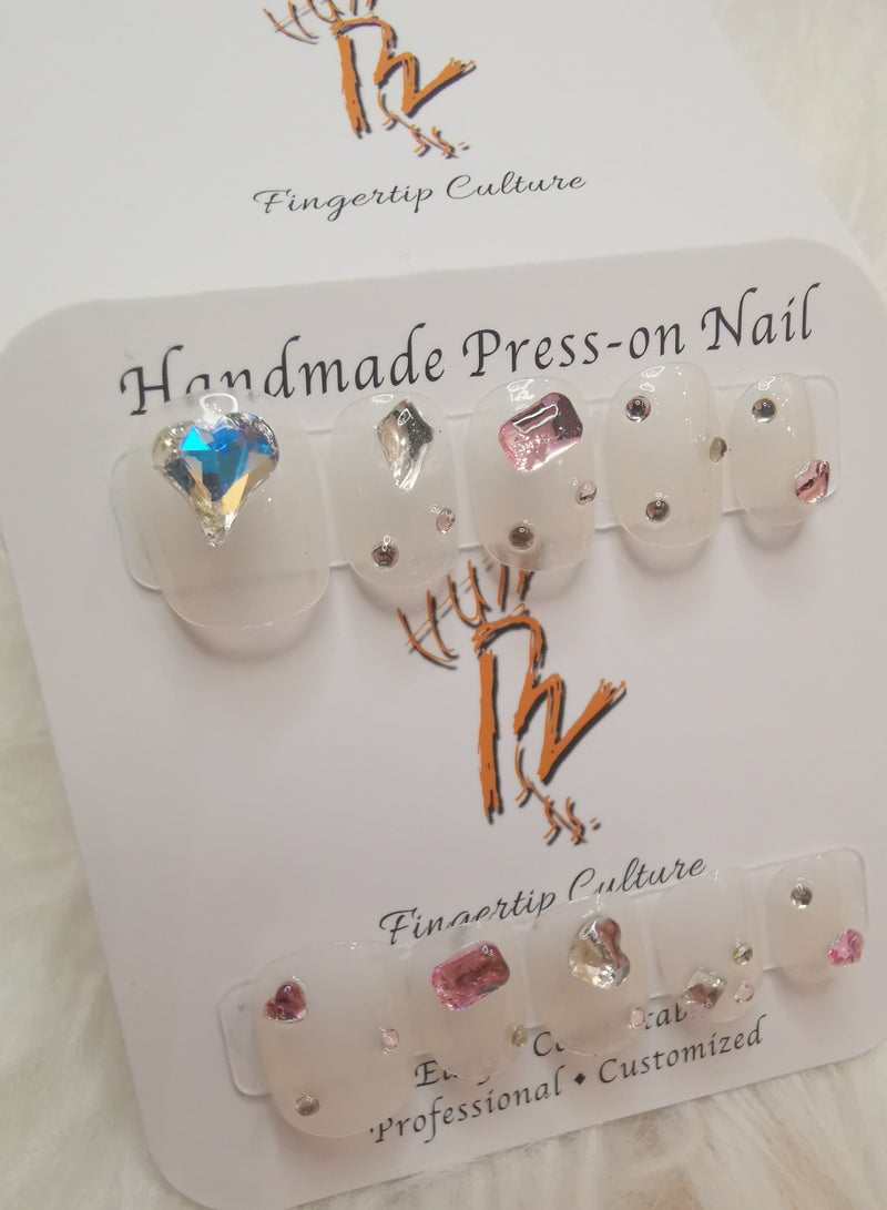 Binzo Beauty Handmade Press On Nails, 10pcs, Nails Art , Acrylic Nails, False Nails, Luxury Collection, Luxury Nails Arts, New Accessories， Wedding Nails，Party Nails. - Image 2