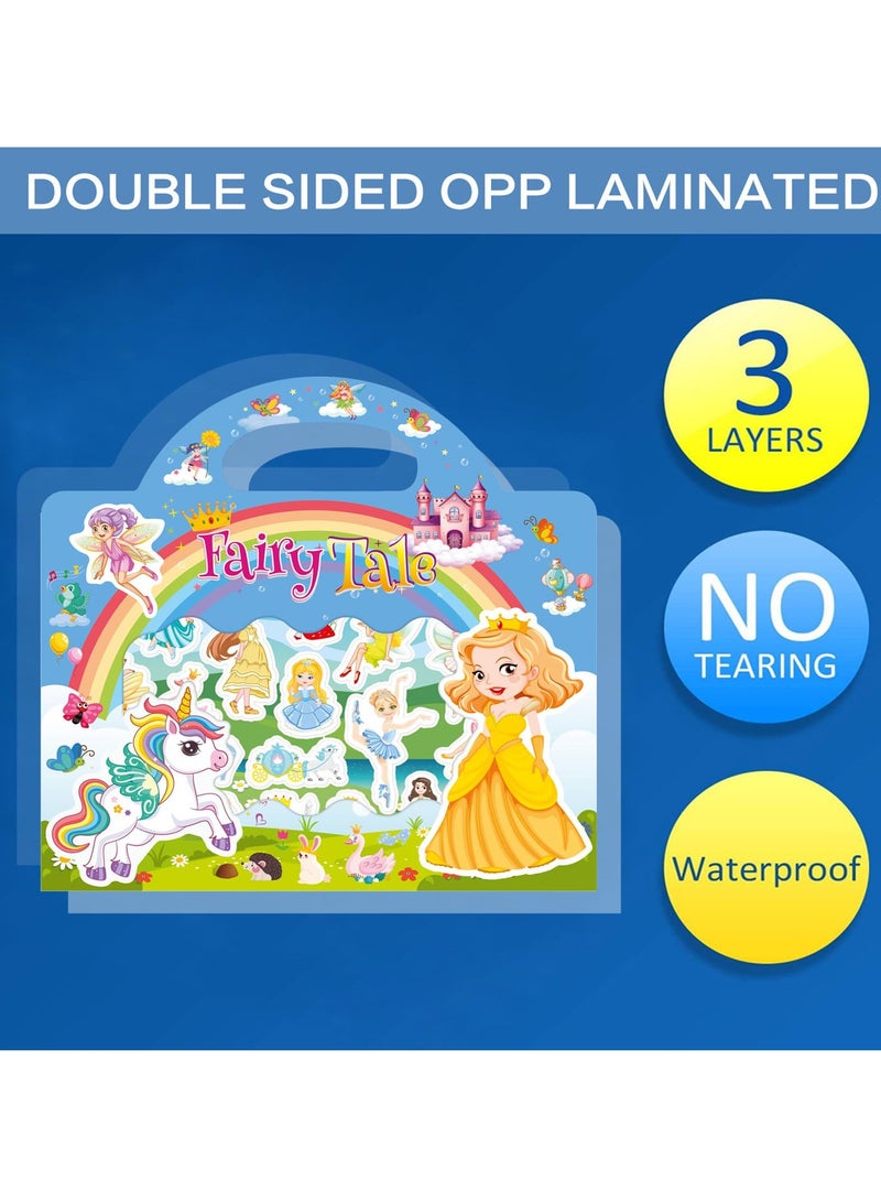 SOLARAE Reusable Sticker Book, Sticker Books for Toddlers 1-3, Four Sets of Jelly Stickers for Kids Sixteen Scenes-Dinosaur, Animal, Ocean, Princess - Image 5