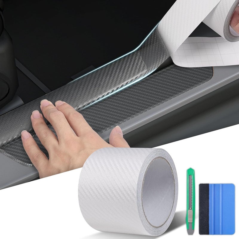 Arespark Car Door Edge Protector, Clear Carbon Fiber Sill Guard Vinyl Film with Anti-Scratch Anti-Collision Protection for Most Vehicles with Free Tool Kit (3inx30ft) - Image 1
