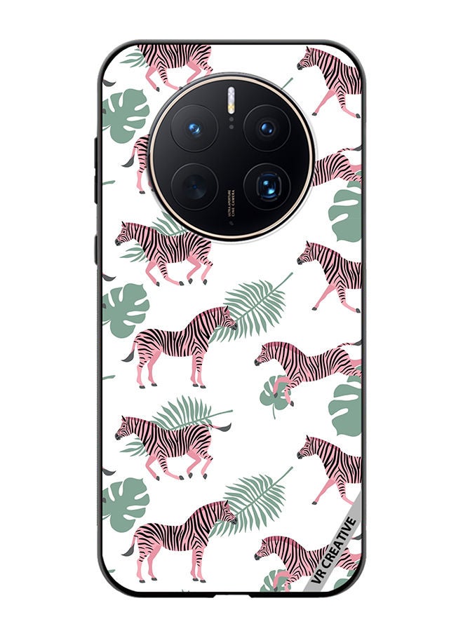 VR CREATIVE Protective Case Cover For Huawei Mate 50 Pro Vector Zebra And Palm Leaves Isolated On White Design Multicolour - Image 1