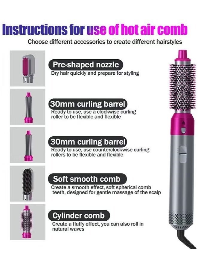 Hair Dryer Brush 5 in 1 Set for Hair Dryer Hot Comb Set Professional Curling Iron Hair Straightener Styling Tool - Image 2