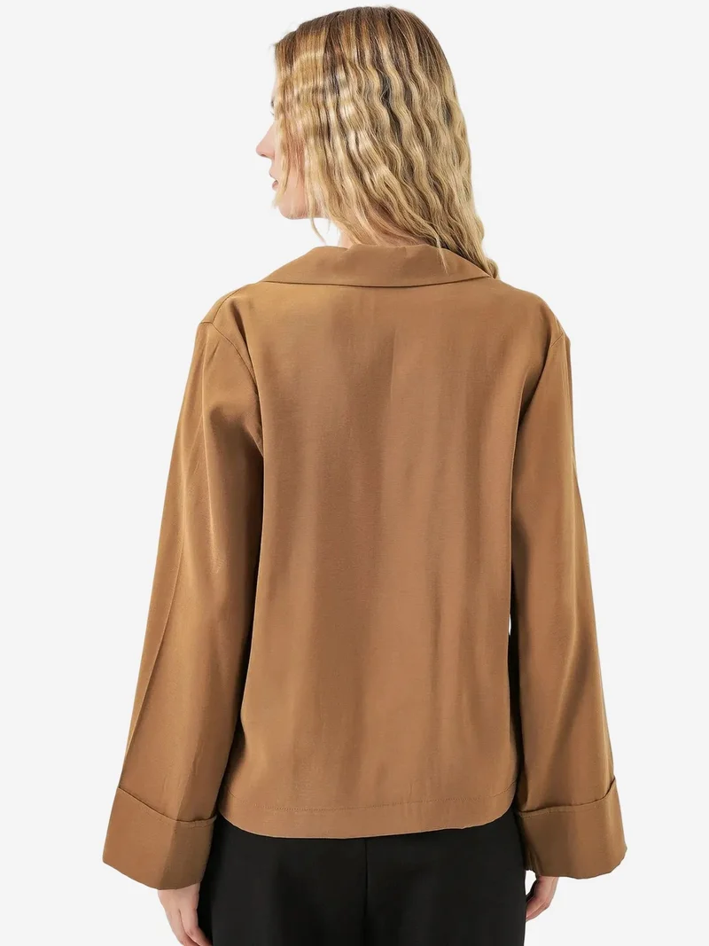 Big Dart Camel Brown BDART Oversized Blazer Jacket with Button Closure for Women | Best Price UAE