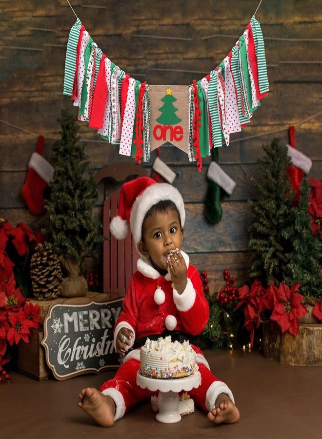 HIKLO Christmas Tree 1st Birthday High Chair Banner - Red and Green One High Chair Banner, Best Christmas Birthday Party Supplies, Christmas 1st Birthday Decoration for Girls Boys, Banner for Photo Booth Props and Cake Smash - Image 5
