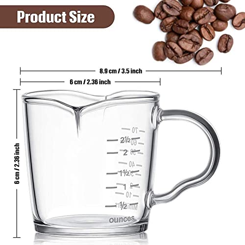 NILKANTH Espresso Shot Glass Measuring Cup 3 Oz | Barista Coffee Pitcher with Double Spout & Handle | Clear Scale Marked Espresso Pouring Glass for Brewing (Pack of 1) - Image 2