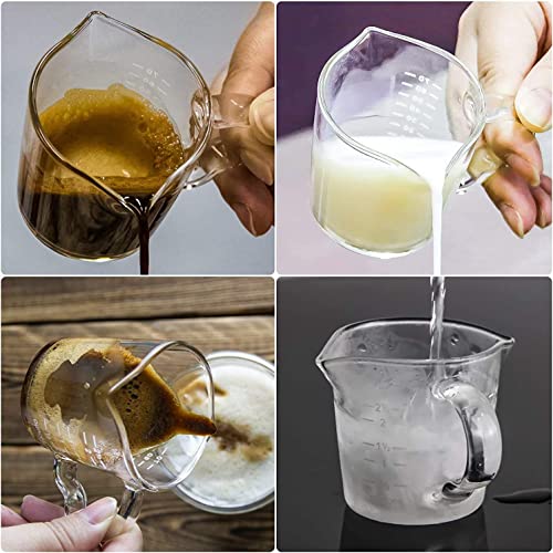 NILKANTH Espresso Shot Glass Measuring Cup 3 Oz | Barista Coffee Pitcher with Double Spout & Handle | Clear Scale Marked Espresso Pouring Glass for Brewing (Pack of 1) - Image 4