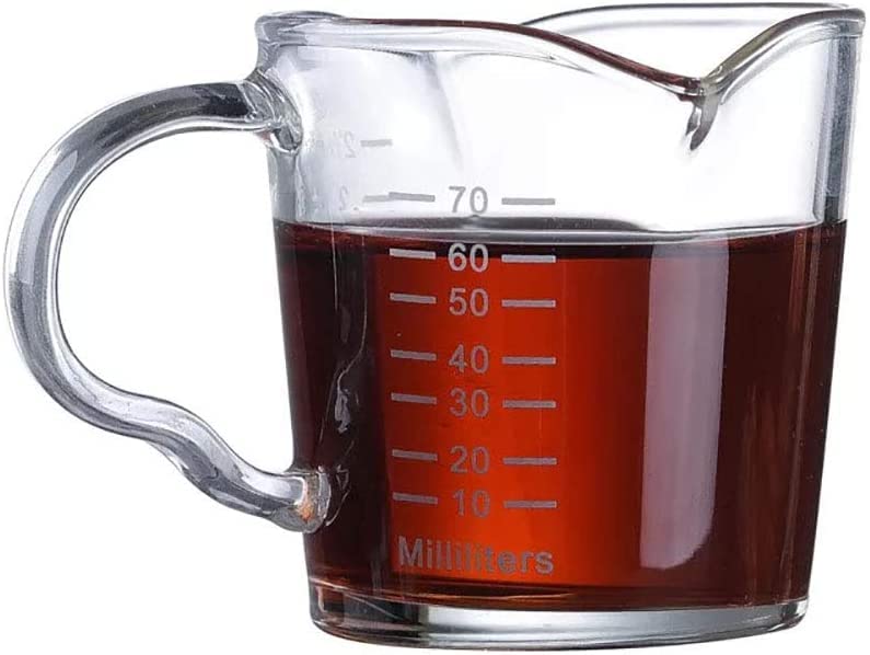 NILKANTH Espresso Shot Glass Measuring Cup 3 Oz | Barista Coffee Pitcher with Double Spout & Handle | Clear Scale Marked Espresso Pouring Glass for Brewing (Pack of 1) - Image 1