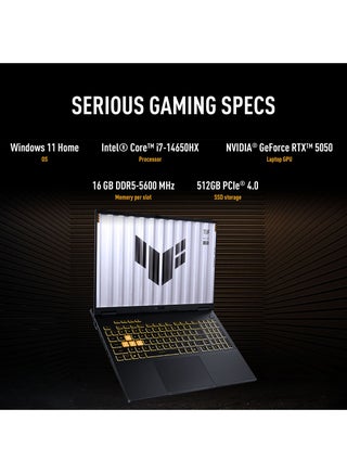 TUF Gaming F16 Laptop With 16-Inch Display, Core i7 14650HX Processor/16GB RAM/512GB SSD/Windows 11 Home English/Arabic Jaeger Gray - view 3